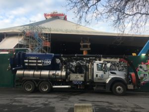 flow tech truck parked in front of seattle's key arena
